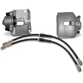 BESTPRICE 2x Bremssattel + Bremsschläuche Vorne [Hersteller-Nr. 40594234] für VW, Seat, Audi, Skoda