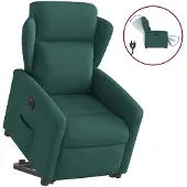 vidaXL Relaxsessel mit Aufstehhilfe Elektrisch Dunkelgrün Stoff