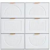 STILVORA Schuhschrank MDF/Spanplatte Weiß 118x25x115 cm, 6 Klappen, Kippsicherung