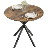 vidaXL Sunvello Runder Küchentisch, 80 cm, kompakte Tischplatte, Spanplatte, Metall, Rustikal-Braun