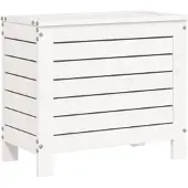 vidaXL Gartenhocker Weiß 62x31,5x52 cm Massivholz Kiefer
