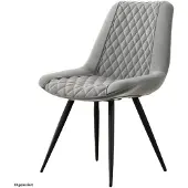 HTI Stuhl Astrid, bequem gepolstert, Kunstleder Grau, Metallbeine Schwarz, 50x84x58,5 cm
