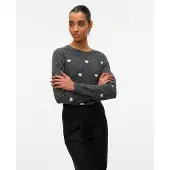 Vero Moda Rundhalspullover "VMDOFFY INTARSIA LS O-NCK PULLOV GA NOOS" Materialmix, regular fit