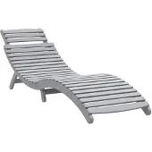 vidaXL Sonnenliege Grau 184x55x64 cm Massivholz Akazie