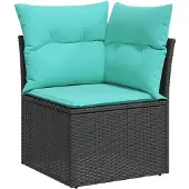 vidaXL 10-teiliges Gartensofa-Set mit Kissen, schwarzes Polyrattan