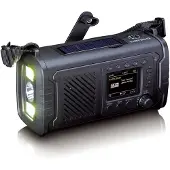 Lenco PDR-055BK - Notfallradio mit DAB+/FM, ASA und 10.000-mAh-Powerbank - Taschenlampe, Solar- und Handkurbelaufladung - Schwarz