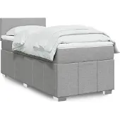 vidaXL Boxspringbett mit Matratze Hellgrau 100x200 cm Stoff