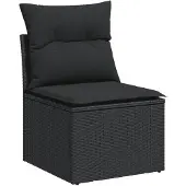 vidaXL 5-tlg. Garten-Sofagarnitur mit Kissen Schwarz Poly Rattan