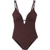 s.Oliver Badeanzug "Naila", Damen, Gr. 36, Cup C/D, braun, Microfaser, Polyamid, Strukturmuster, Badeanzüge Badeanzug, mit Struktur