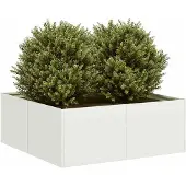 vidaXL Pflanzkübel Weiß 80x80x30 cm Stahl