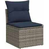 vidaXL 6-tlg. Garten-Sofagarnitur mit Kissen Grau Poly Rattan