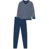 Schiesser Pyjama "Comfort Essentials" 2 tlg. V-Ausschnitt, Brusttasche, Baumwolle, Langarm