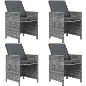 vidaXL 9-tlg. Garten-Essgruppe mit Kissen Poly Rattan Grau