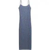Superdry für Damen. W8012119A Bedrucktes Maxikleid blau (XS), Lässig, Viskose, Ärmellos / Hosenträger