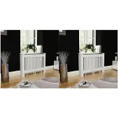 vidaXL Heizkörperabdeckung 2 Stk. Weiß Holzwerkstoff 112 cm