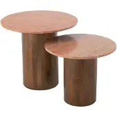Jline Set aus 2 runden Couchtischen aus Holz mit Marmoreffekt