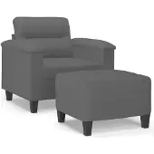 vidaXL Sessel mit Hocker Dunkelgrau 60 cm Mikrofasergewebe