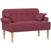 vidaXL Zweisitzer mit Knopfheftung Weinrot 120 x 65 x 79 cm Stoff