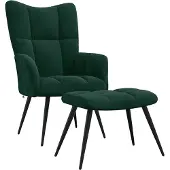 vidaXL Relaxsessel mit Hocker Dunkelgrün Samt
