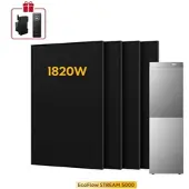 EcoFlow Stream 5000, All-in-One Speicher für Balkonkraftwerke, mit 4 Bifaziale Solarmodule, by Powerness - 455W X 4 / 10kWh / Standardversand