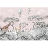 WALLARENA Fototapete Kinderzimmer Dschungel in Rosa | Gr.: 350 x 250 cm