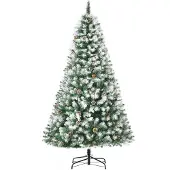 HOMCOM Künstlicher Weihnachtsbaum, 180 cm Christbaum mit Kunstschnee, Indoor
