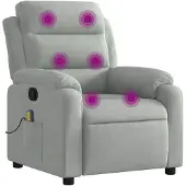 vidaXL Massage-Relaxsessel, hellgrauer Samt
