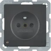 Hager BERKER Steckdose 1-fach schwarz samt Unterputz mit OL mit BS MAN0205323 DK-Norm IP20 vertikal