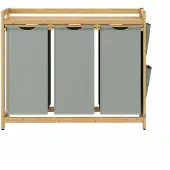 Songmics Wäschekorb 3 Fächer, Bambus, Wäschesammler 150 L RLHB35115G01