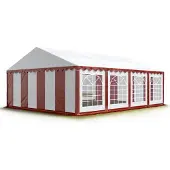 TOOLPORT Partyzelt Festzelt 4x8 m Garten-Pavillon PVC Plane 700 N in rot-weiß Wasserdicht