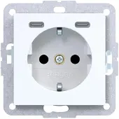 Hager SCHUKO-Steckdose mit 2xUSB-C PD, 20W, 16A, 250V, A.x/C.x, lichtweiß glänzend, 1 Stk.