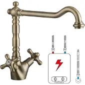 PaulGurkes Niederdruck Retro Küchenarmatur Wasserhahn Antik Messing Bronze