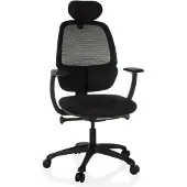 Hjh OFFICE Profi Bürostuhl RI-COVER Ergonomischer Schreibtischstuhl mit Armlehnen Stoff / Netzstoff Schwarz Drehstuhl für Büro, Zuhause