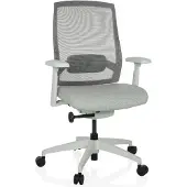 Hjh OFFICE Profi Bürostuhl COLORE Ergonomischer Schreibtischstuhl mit Armlehnen (höhenverstellbar) Stoff / Netzstoff Frostgrau Drehstuhl für Büro, Zuhause