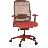 Hjh OFFICE Profi Bürostuhl COLORE Ergonomischer Schreibtischstuhl mit Armlehnen (höhenverstellbar) Stoff / Netzstoff Rot Drehstuhl für Büro, Zuhause