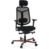 Hjh OFFICE High End Bürostuhl BICOLORE HIGH Ergonomischer Schreibtischstuhl mit Armlehnen (höhenverstellbar) Stoff / Netzstoff Schwarz/Rot Drehstuhl für Büro, Zuhause