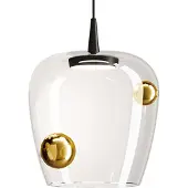 Zafferano Pendelleuchte Bilia LED 8W 3000K 678lm, mundgeblasenes Borosilikatglas, Ausführung in Schwarz und Bronze, Durchmesser 27 cm, Höhe 333 cm