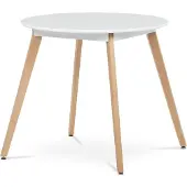 Autronic Stůl jídelní 80x80x74 cm MDF - bílý matný lak kovová kostrukce dřevěné nohy (DT-316 WT)
