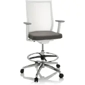 Hjh OFFICE ASPEN WORK W - Arbeitsstuhl Arbeitshocker Grau / Weiß