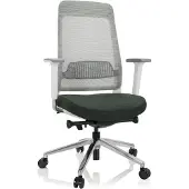 Hjh OFFICE Profi Bürostuhl CHIARO T2 WHITE Ergonomischer Schreibtischstuhl mit Armlehnen (höhenverstellbar) Stoff / Netzstoff Schwarzgrün/Grau Drehstuhl für Büro, Zuhause
