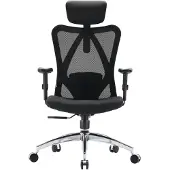 Sihoo Profi Bürostuhl M18-M148 Ergonomischer Schreibtischstuhl mit Armlehnen (höhenverstellbar) Stoff / Netzstoff Schwarz Drehstuhl für Büro, Zuhause