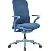 Hjh OFFICE High End Bürostuhl VERVIO Ergonomischer Schreibtischstuhl mit Armlehnen Stoff / Netzstoff Blau Drehstuhl für Büro, Zuhause