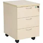 Stier Rollcontainer mit 3 Schubladen, 405x500x590mm, Ahorn, Holz und Metall, Aktenschrank mit Hängeregister, passt unter jeden Schreibtisch, abschließbar