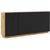 BIM Sp. z o.o. Buffet Aurus mit 4 Türen, Holzoptik und Schwarz, 198cm