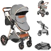 Moni Kinderwagen Alma Sportsitz Tragetasche umbaubar Wickeltasche Sitz umkehrbar dunkelgrau