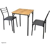 HTI Tischgruppe Thora 3-teilig, Tisch 60x75x60 cm, gepolsterte Sitze