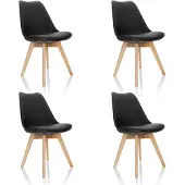 Hjh OFFICE SCANDI 4er Pack - Besucherstuhl Konferenzstuhl Schwarz