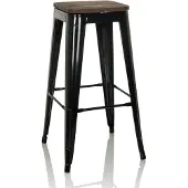 Hjh OFFICE Barhocker VANTAGGIO HIGH WS Stahl / Ulmenholz Hocker bis 150 kg belastbar Sitzhöhe 77 cm