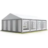 TOOLPORT Partyzelt Festzelt 6x8 m Garten-Pavillon PVC Plane 700 N in grau-weiß Wasserdicht