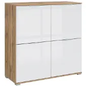 Petits-meubles Buffet Selma mit 4 Türen, Weiß und Holzoptik, 104cm